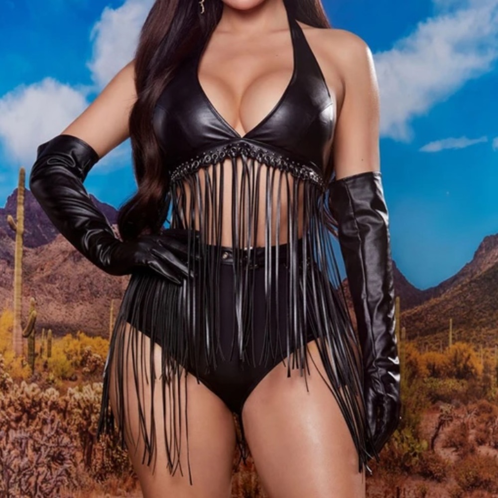 Faux Leather Cowgirl Outfit